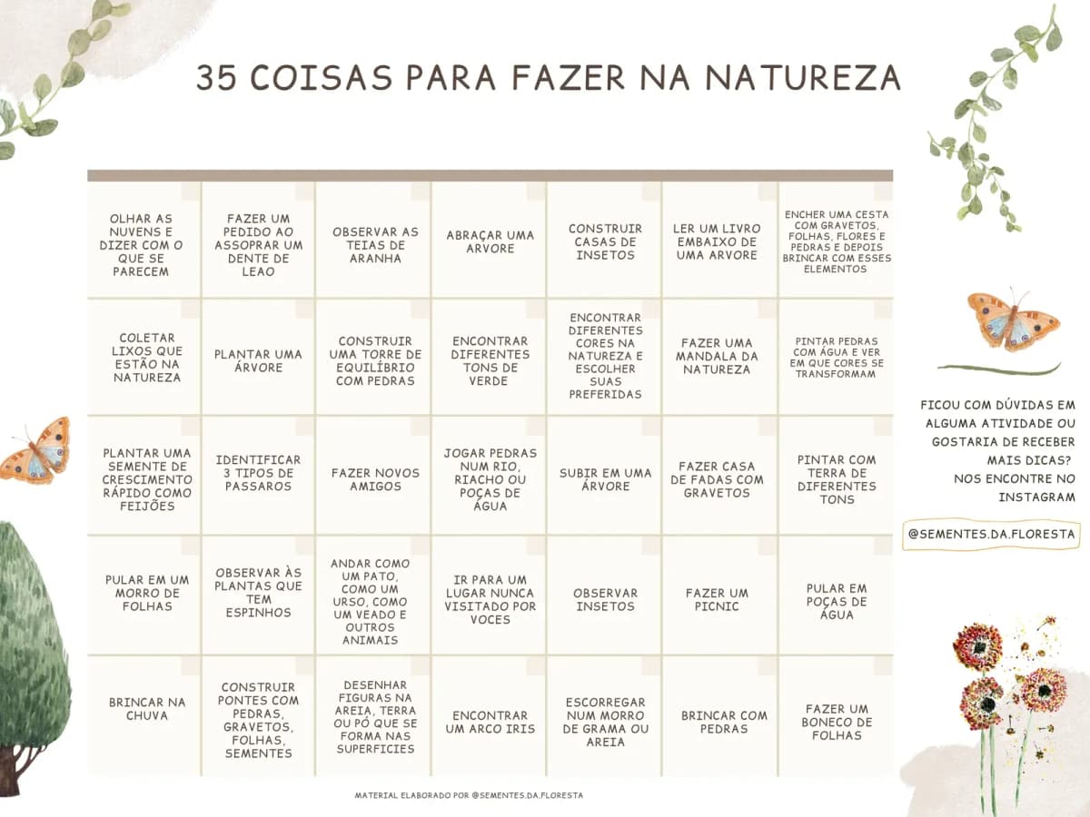 35 Coisas para Fazer na Natureza